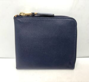 Wallet COMME des GARCONS CLASSIC PLAIN Lジップ ウォレット ギャルソン コインケース ネイビー レザー L字ファスナー