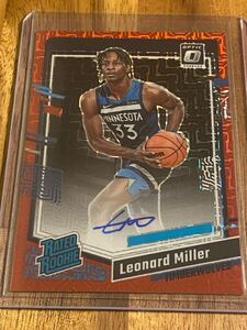 2023-24 Panini Donruss Optic Choice Red Prizm Leonard Miller #286 Rookie Auto RC