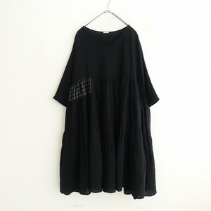 【定価7.7万】アプントビー apuntob *wool tired dress*2半袖プルオーバー毛ブラック黒チュニック起毛薄手(k4-2412-23)【40A52】