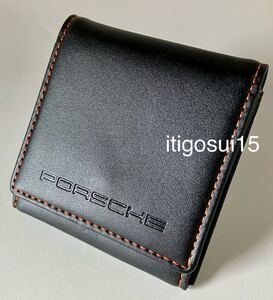 ◆★【未使用】ポルシェ PORSCHE★コインケース 小銭入れ 黒×オレンジステッチ★ノベルティ