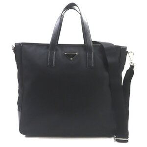 極美品▼PRADA プラダ 2VG064 トライアングルロゴ RFID反応有 2WAY Re-Nylon ナイロン サフィアーノレザー トートバッグ 定価368500円