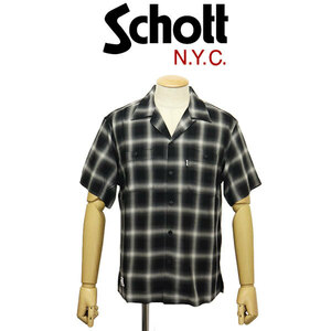 Schott (ショット) 3123016 OMBRE PLAID S/S SHIRT オンブレ 格子縞 ショートスリーブシャツ 10(09)BLACK XXL