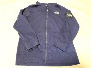 ■THE NORTH FACE ザ ノースフェイス 140サイズ キッズ パーカー ネイビー NTJ12116 フルジップ 刺繍ロゴ 中古★