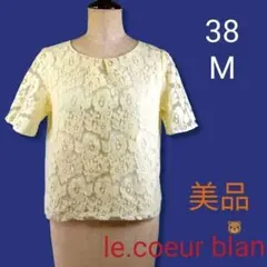 ■le.coeur blanc★エレガントなレースブラウス半袖38/M黄色