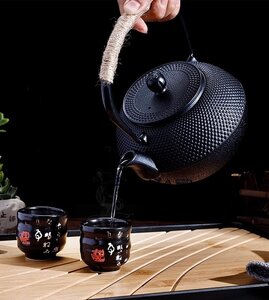 壺 茶壺 一等品 茶壷 急須 茶器 茶道具 砂鉄 手作り鉄 やかんを沸かす お茶の道具 容量：1.2L