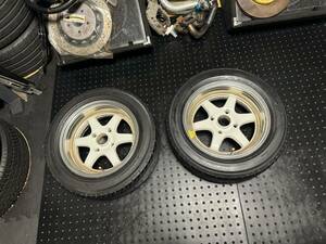 （2本）RACING SPARCO スパルコ N1 14インチ 6J＋8前後（表記無のため実測値）PCD114.3 4穴 ハブ径60ミリ 185/60R14 深リム 当時物 AE86等