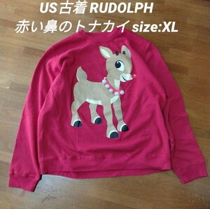 ☆送料無料☆ RUDOLPH US古着 トレーナー スウェット クリスマス　赤鼻のトナカイ Men