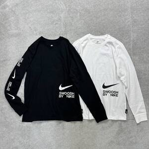 新品未使用 NIKE XLサイズ ナイキ ロンT 2枚セット 人気 SWOOSH スウッシュ ブラック 黒 ホワイト 白 Tシャツ コットン100% 正規品