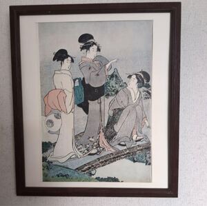 古い印刷 版画風 美人画 ガラス無し