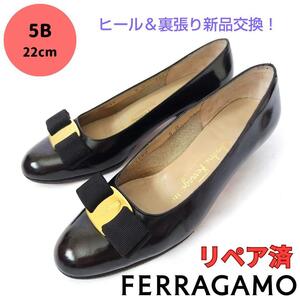 サルヴァトーレ・フェラガモ【Ferragamo】ヴァラ エナメル パンプス 黒