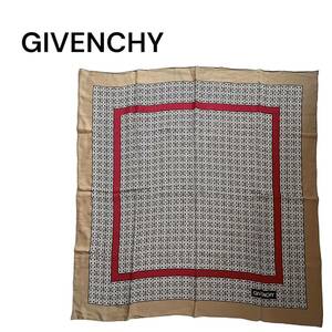 GIVENCHY ジバンシー スカーフ ロゴ 総柄 カレ シルク ヴィンテージ