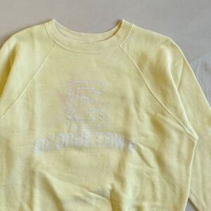 60s GEORGETOWN カレッジプリント スウェット ヴィンテージ USA製 イエロー 綿100 ラグラン champion 50s 70s