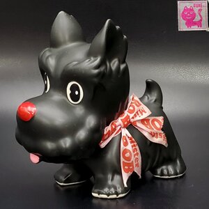 【宝蔵】昭和レトロ 雑貨 内藤ルネ RUNE ミスター ボブちゃん 貯金箱 Mister BOB 陶器 動物 黒犬 インテリア 飾り ディスプレイ 当時物