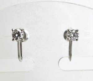 1円〜!!美品!!TASAKI(田崎真珠)▼Pt900 天然ダイヤモンドイヤリング▼J 約2.6g 0.24ct 1粒ダイヤdiamond earring EB8/ED7 S153