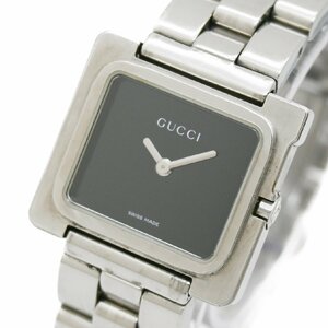 1円 稼働 GUCCI グッチ 3600L Gスクエア QZ クオーツ 黒文字盤 SS 腕時計 レディース ブランド ウォッチ Watch 0448920240611