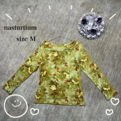 【nasturtium】Mサイズ　素敵な花柄　長袖　カットソー　ボタニカル