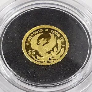 鳳凰（フェニックス）コイン金貨 2023年 PHOENIX 1/30oz $5 999.9Au 裏面エリザベス女王 ハードケース入り