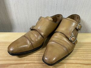 Franserco Benigno フランチェスコ ベニーニョ ダブルモンク レザー ビジネスシューズ 革靴 ブラウン系 サイズ6