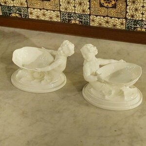 セール★英国イギリス ヴィンテージ Royal Worcester ペア フィギュリン Salt Cellars 人魚 ロイヤルウースター Child Mermaid S072