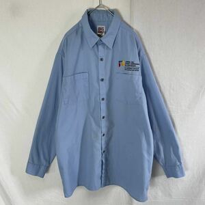 BIG BILL 長袖ワークシャツ 古着　L−Rサイズ　ライトブルー　ヴィンテージ WORKWEAR カナダ製　刺繍ロゴ