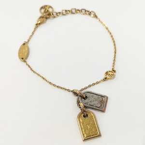 【中古】LOUIS VUITTON ブレスレット ナノグラム メッキ シルバー ゴールド M63142