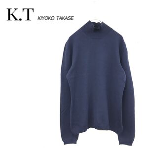 1O2524-R◆K.T kiyoko takase ケーティーキヨコタカセ ハイネックリブニットセーター◆レディース 婦人 トップス 秋冬 無地 ネイビー