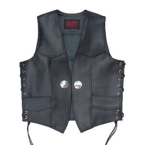 HEAVY オイルレザーベスト ブラック（46インチ）VEST (HVO-01)メンズ