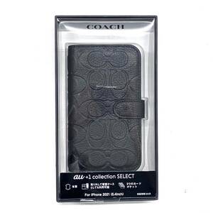 T007-W7-1551◎COACH コーチ iPhone 13 mini用 R21C056K EMBOSSED Black スマホケース ブックタイプケース 手帳型 ブラック 黒 未開封①