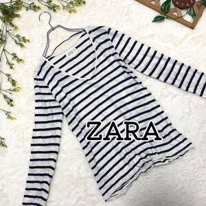 【 ZARA ザラ 】 トップス　ボーダー　Vネック　薄手　長袖