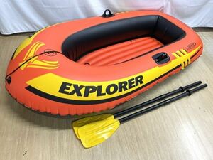 【F853】美品 INTEX インテックス ボート EXPLORER 200 ゴムボード オール付き 2人用 川/海などに 水遊び