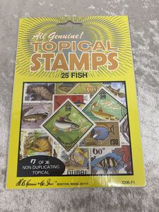 当時物 超レア 未開封 切手 TOPICAL STAMPS 25 FISH スタンプ　きって