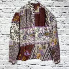 ETRO エトロ ノーカラー 総柄 クレイジーパターン ペイズリー柄 花柄