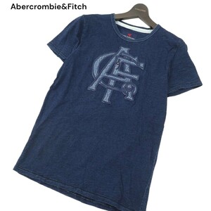 Abercrombie&Fitch アバクロンビー＆フィッチ 春夏 ロゴワッペン★ インディゴ 半袖 カットソー Tシャツ Sz.S　メンズ 紺　A4T03838_4#D