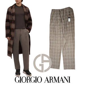 抜群のリラックスフィット タックパンツ ベージュ GIORGIO ARMANI ジョルジオアルマーニ パンツ 48サイズ Mサイズ ドローストリグパンツ