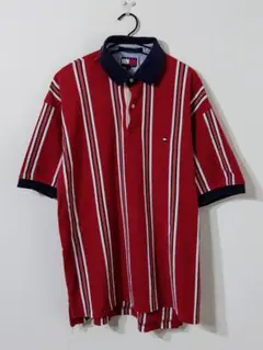 90年代〜 TOMMY HILFIGER ストライプ 柄 半袖 ポロシャツ