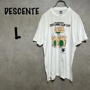 【DESCENTE】（L）ビッグプリントTシャツ＊ジムウェア＊ユニセックス＊白