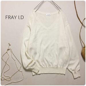 FRAY I.D フレイアイディー . カシミア ブレンド Ｖネック ワイドスリーブ プルオーバー ニット 送料無料