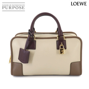 ロエベ LOEWE アマソナ 28 ハンド バッグ レザー ベージュ ブラウン ボルドー ゴールド 金具 352.62.A03 Amazona 28 90253107