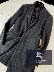 h69 未使用級【極艶のwool100%使用】定価12万●BURBERRY BLACK LABEL CRESTBRIDGE●手触り抜群チェスターコート バーバリーコート メンズ　