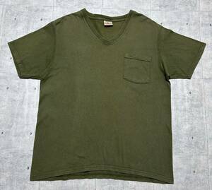 USA製 グッドウェア Vネック ポケット Tシャツ 半袖 アメリカ製　　MADE IN USA Goodwear カーキ セージグリーン 柳8279