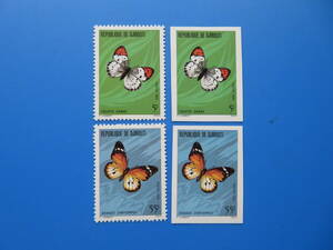 世界の昆虫切手　ジブチ「蝶」4種（未）1980年