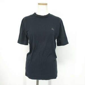 ◇a 【高級感のあるデザイン】 バーバリー BURBERRY BLUE LABEL ロゴ刺繍 クルーネック Tシャツ 半袖 Sサイズ 紳士服 メンズ トップス 黒