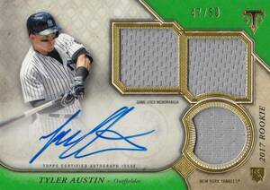 【オースティン】ジャージ 直筆サインカード 50枚限定 横浜DeNAベイスターズ 2017 TOPPS TRIPLE THREADS TYLER AUSTIN AUTO 検索 BBM EPOCH