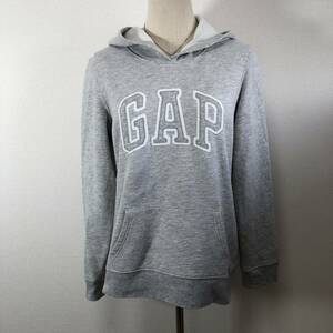 WS0376 美品 GAP ギャップ ユニセックス パーカー 長袖 人気 M グレー（灰） ビッグロゴ ロゴどん コットン混紡 USED カジュアル 