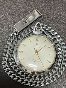 1円〜激安スタート SEIKO MARVEL セイコー マーベル 17000 手巻き SEIKOSHA 19石 1959年製 蛇Sマーク 3針 アンティーク 懐中時計 稼働品◎