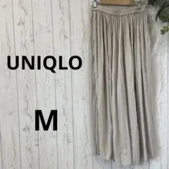 UNIQLO  プリーツパンツ　ワイド　総ゴム　ベージュ　M