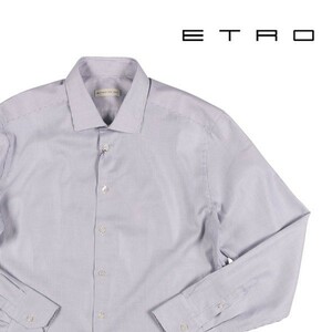 ETRO（エトロ） 長袖シャツ 11451 ホワイト x ネイビー 44 【A22406】 / 大きいサイズ