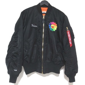 美品 21SS J Balvin×Takashi Murakami ジェーバルヴィン×村上隆 リバーシブル ALPHA MA1 JACKAET ボンバージャケット L/G ブラック