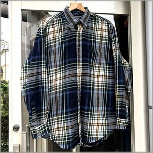 ★ノーティカ　NAUTICA　美品　90s　チェック柄　ボタンダウン　長袖シャツ　size L★検 ビッグシルエット ビンテージ ネルシャツ