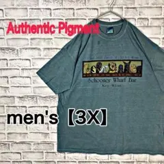 【G578】Authentic Pigment 半袖プリントTシャツ【3X】緑系